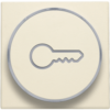 Niko 100-64009 Afwerkingsset met doorschijnende ring met sleutelsymbool voor drukknop 6A met amberkleurige led met E10-lampvoet cream