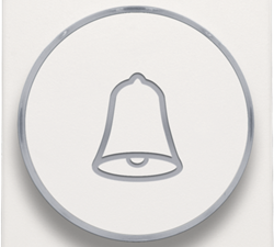 Niko 101-64007 Afwerkingsset met doorschijnende ring met belsymbool voor drukknop 6 A met amberkleurige led met E10-lampvoet white