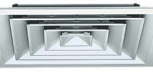 Aldes Vierkante rooster SF 704 TP (5) F16 staal Ø315 vr plafondplaten 600×600 Roosters