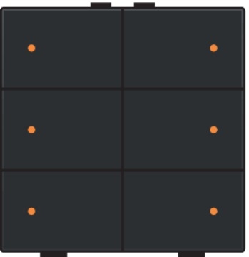 Niko Pure bakelite piano Home Control Drukknop 6-voudig met LED Niko home control zesvoudige drukknop met leds