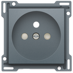 Niko Pure alu steel grey Afwerkingsset voor stopcontact met penaarde 28