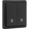Niko Hydro zwart verlichtbare dubbele drukknop 10 A/250 Vac met 2 N.O.- of N.G.-contacten Niko Hydro Zwart schakelaars