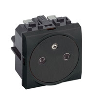 Bticino LivingLight Contactdoos vlak 2P+A 16A 250V 2 modules steekklemmen antraciet Contactdoos 10/16 A - 250 Volt met insteekklemmen
