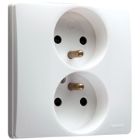 Legrand Niloé contactdoos 2x2P+A compact 16A wit met spanklauwen Legrand Niloé wit