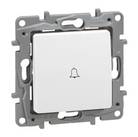 10 x Legrand Niloé drukknop + etikethouder 6A 250V wit/creme met schroef Legrand Niloé wit