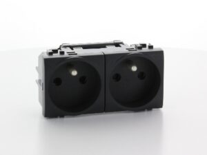 Bticino LL dubbel voorbek stopct 16A 250V antraciet Contactdozen 10/16 A 250 Volt met steekklemmen