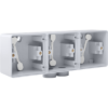 Niko Hydro grijs drievoudige horizontale opbouwdoos met 2 ingangen voor het inbouwen van drie functies Niko Hydro Grijs opbouwdozen