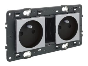Legrand Valena Next contactdoos 2x2P+A voorbekabeld volledig apparaat alu met schroefbev Valena Next Aluminium