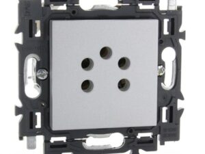 Legrand Valena Next telefooncontacontactdoos volledig apparaat alu met spanklauwen Valena Next Aluminium
