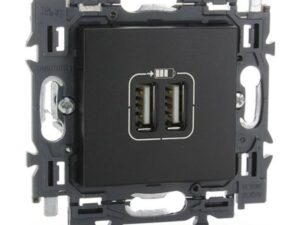 Legrand Valena Next contactdoos 2xUSB type A volledig apparaat zwart met spanklauwen Valena Next Zwart