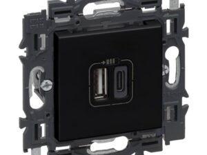 Legrand Valena Next contactdoos 2xUSB type A+C volledig apparaat zwart met spanklauwen Valena Next Zwart