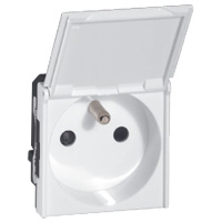LEGRAND Mosaic contactdoos 2P+A + klapdeksel 10/16A 250V 2 modules wit Mosaic Stopcontacten