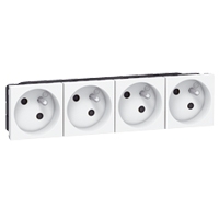 LEGRAND Mosaic Link contactdoos 4x2P+A -vlakcontactdoos op 45°-8 modules wit Mosaic Stopcontacten