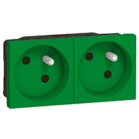 LEGRAND Mosaic Link contactdoos 2x2P+A -vlakcontactdoos op 45°-4 modules groen Mosaic Stopcontacten
