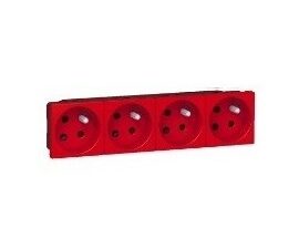 LEGRAND Mosaic Link contactdoos 4x2P+A -vlakcontactdoos op 45°-8 modules rood Mosaic Stopcontacten