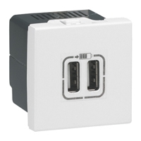 LEGRAND Mosaic lader 2xUSB 2500mA 5V 2 modules wit Mosaic Stopcontacten
