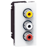 LEGRAND Mosaic contactdoos 3 RCA vrouwelijk audio en video 1 module wit Mosaic Stopcontacten