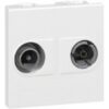 LEGRAND Mosaic contactdoos voor TV/FM met doorvoer 2 modules wit Mosaic Stopcontacten