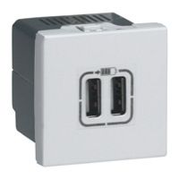 LEGRAND Mosaic lader 2xUSB 1500mA 5V  2 modules Mosaic Stopcontacten