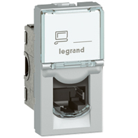 LEGRAND RJ45 cat 6 UTP 1 mod alu LCS 2 Mosaic alu kleur Mosaic Stopcontacten