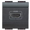 BTICINO LivingLight Contactdoos HDMI 2 modules antraciet Telefooncontactdozen en audio/video