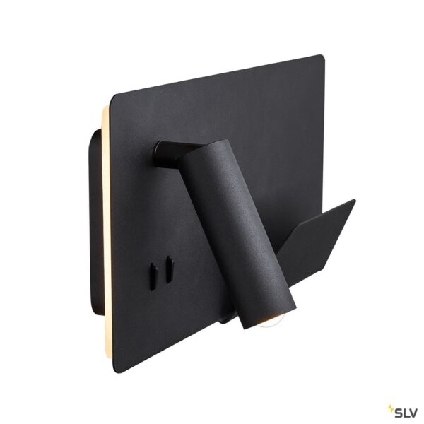 SLV SOMNILA SPOT indoor LED wandarmatuur 3000K zwart versie rechts incl. USB-aansluiting Wandlampen