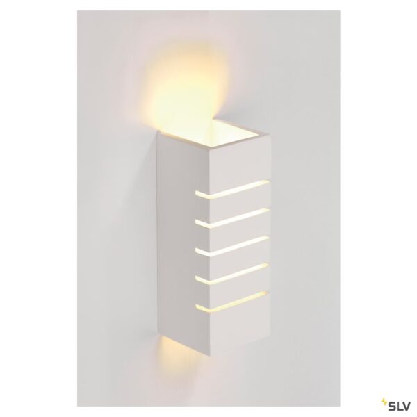 SLV PLASTRA wandarmatuur hoekig 100 slot witte gips E14 max. 40 W Wandlampen