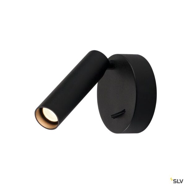 SLV KARPO wanden plafondarmatuur eenvlammig LED 3000K rond zwart met schakelaar 75W Wandlampen