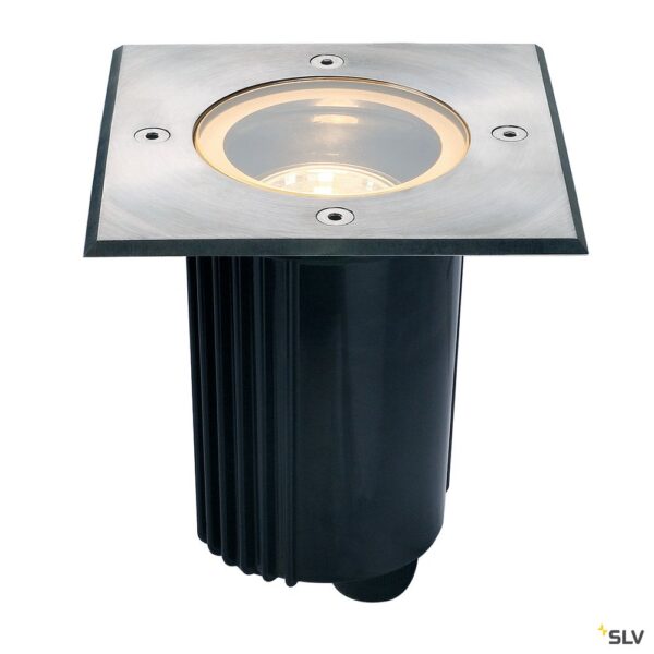 SLV Belgium DASAR 80 outdoor grondinbouwspot QPAR51 IP67 hoekig roestvrij staal 316 35W Spikes