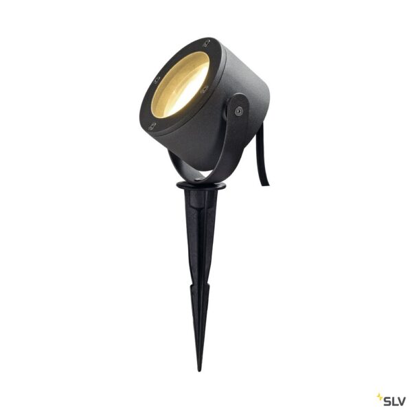 SLV Belgium Sitra 360 Spike grondspot met grondpin 1x9W Gx53 90° + kabel antraciet IP44 Spikes