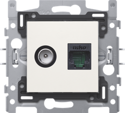 Niko original white 101-65158 Combinatie coax met RJ45 aansluiting UTP cat. 5E Telenet Interkabel Niko coax/Utp