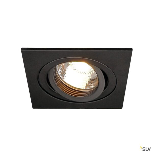 SLV Belgium New Tria Gu10 inbouwspot vierkant 1x max 50W Gu10 230V + bladveer L9xB9cm zwart Inbouwspots GU10
