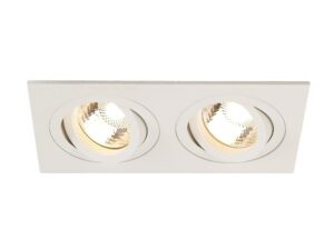 SLV Belgium New Tria 2 Gu10 inbouwdownl. Vierkant 2x50W Gu10 230V + springveer L17xB9cm wit Inbouwspots GU10