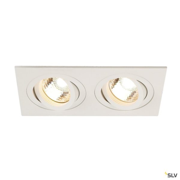 SLV Belgium New Tria 2 Gu10 inbouwdownl. Vierkant 2x50W Gu10 230V + springveer L17xB9cm wit Inbouwspots GU10