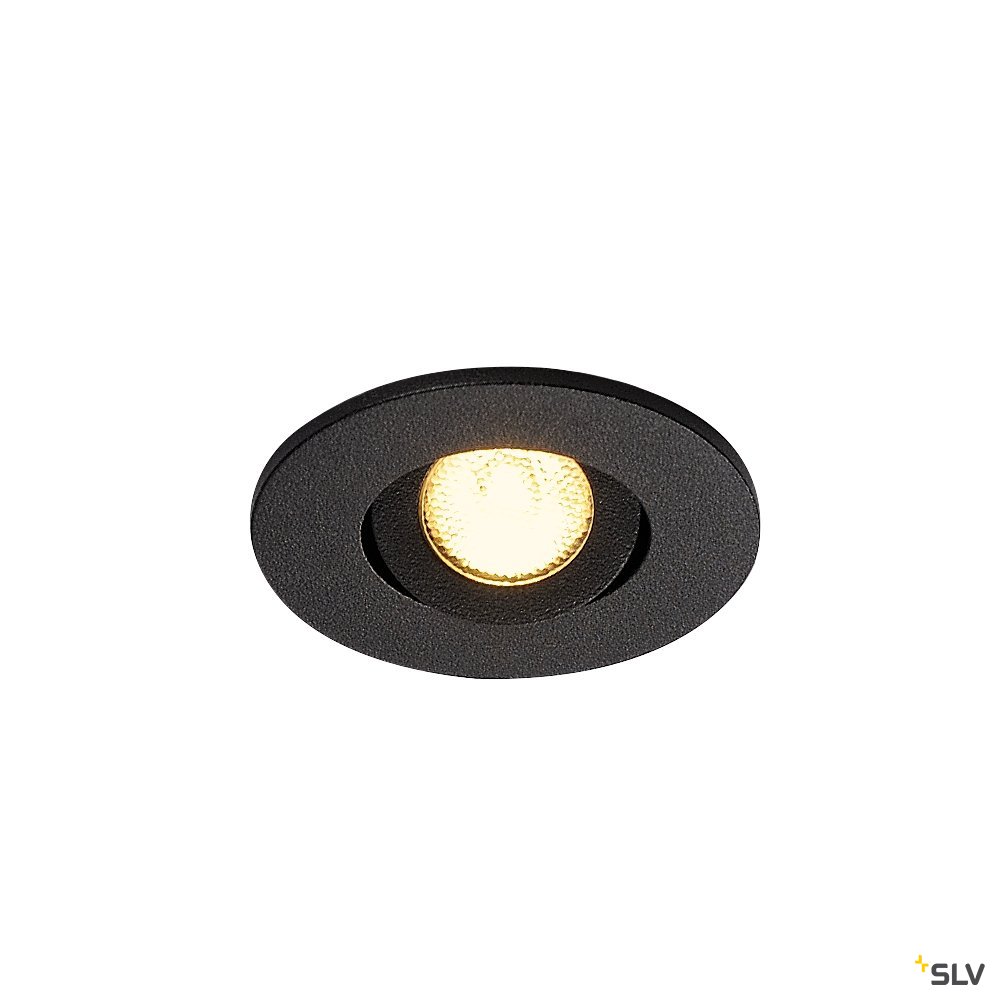 SLV Belgium KIT MINI TRIA LED 3W DL ROND  inbouw mat zwart 30° 3000K +driver en veren Led inbouwspots