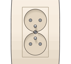 Niko original cream Dubbel stopcontact verticaal inbouwdiepte 24 mm Niko Stopcontacten