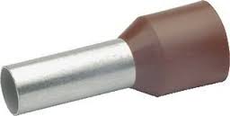 100 x Adereindhuls bruin geïsoleerd 10mm² 12mm Adereindhulsen