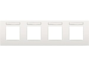 Niko intense White Afdekplaat (71mm) 4-voudig horizontaal met doorzichtig tekstveld Niko Intense White