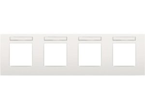 Niko intense White Afdekplaat (71mm) 4-voudig horizontaal met doorzichtig tekstveld Niko Intense White