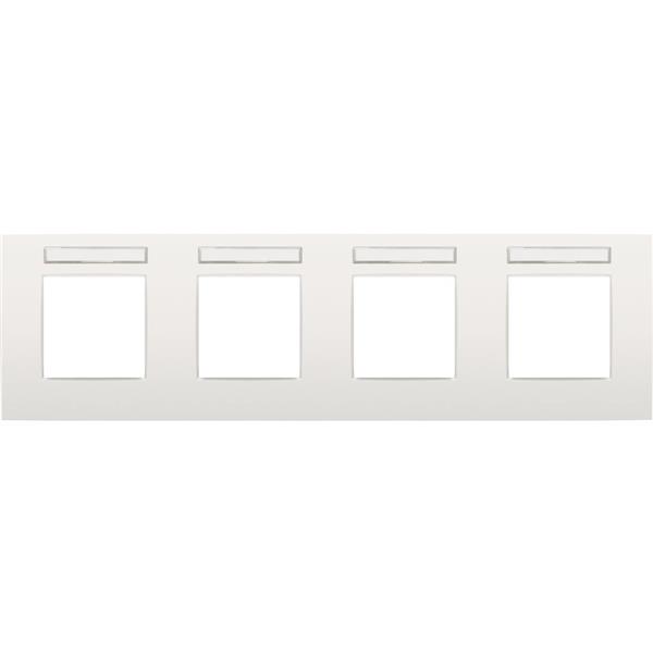 Niko intense White Afdekplaat (71mm) 4-voudig horizontaal met doorzichtig tekstveld Niko Intense White