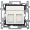 Niko original white Inbouwraam met 2x RJ45 UTP cat.5E vlak met ondoorzichtig tekstveld Niko Internet/netwerkverbindingen