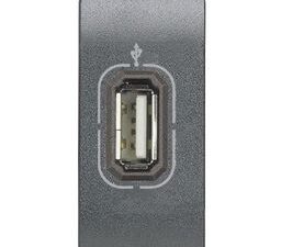 Bticino LivingLight Contactdoos USB 1 module antraciet Telefooncontactdozen en audio/video