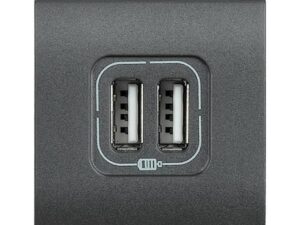 Bticino Livinglight USB-lader type A+C-3A- 2 modules antraciet USB laders en inductie laders