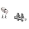 Honeywell Therafix Design Aansluitkit 1/2″ voor verticale sierradiatoren met middenaansluiting voor vloeraansluiting H-blok vloeraansluiting
