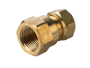 Knelovergangsstuk messing 15mm x 1/2″ F Rechte koppeling M x klem