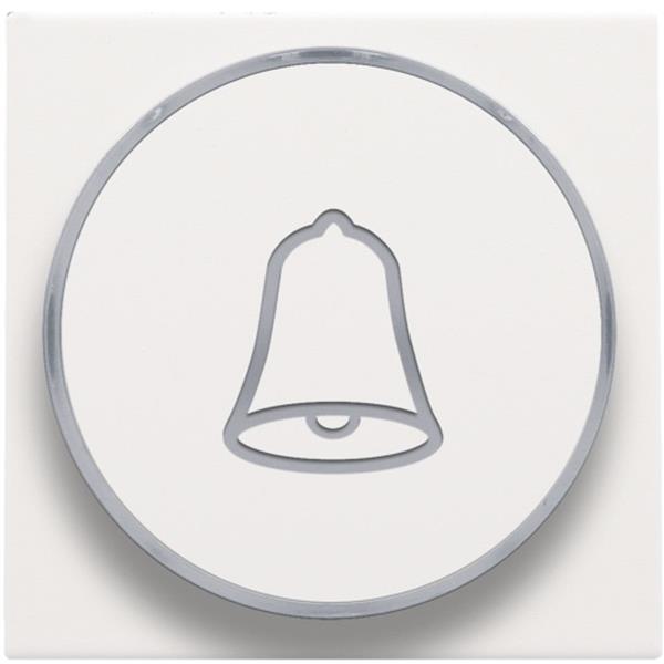 Niko Pure steel white Toets met doorschijnende ring en belsymbool voor drukknop 6A Niko Pure White steel