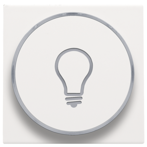 Niko Pure steel white Toets met doorschijnende ring en lampsymboolvoor drukknop 6A Niko Pure White steel