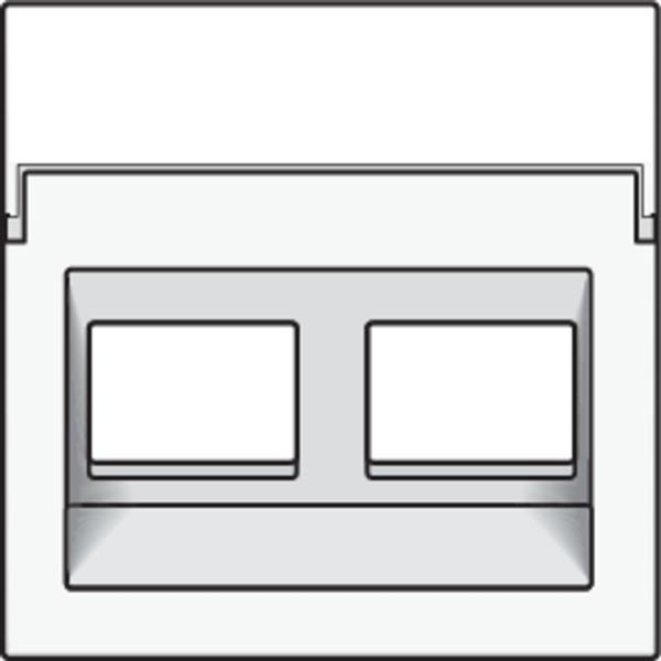 Niko Pure steel white Centraalplaat 2x RJ45 STP cat.6 schuin met doorzichtig tekstveld Niko Pure White steel