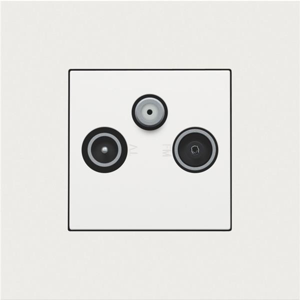 Niko Pure steel white Centraalplaat voor coaxaansluiting tv + satelliet Niko Pure White steel