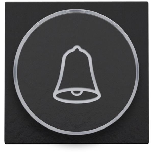 Niko Pure bakelite piano Toets met ring met symbool ‘bel’ voor drukknop 6A Niko Pure Bakelite piano black